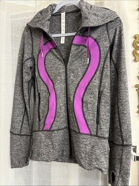 lululemon athletica Gray and Purple Heather Zip Hoodie Size 4.